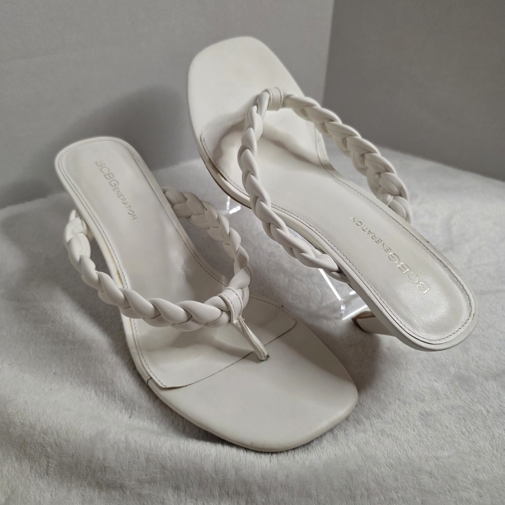 Bcbgeneration White Slide Sandals With Braided St… - image 3